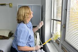 Old white lady doing spring cleaning