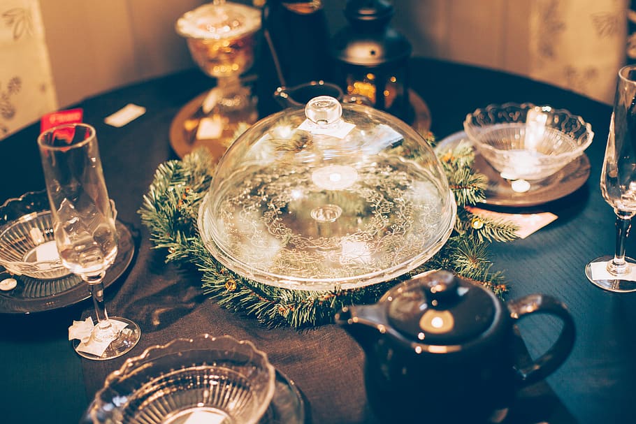 clear glass and bowls on a table