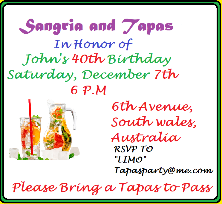 Tapas party invitation 