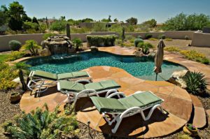 An outdoor spool pool