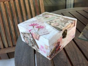 Decorated shoe storage box