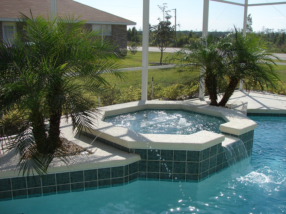 An outdoor spool pool