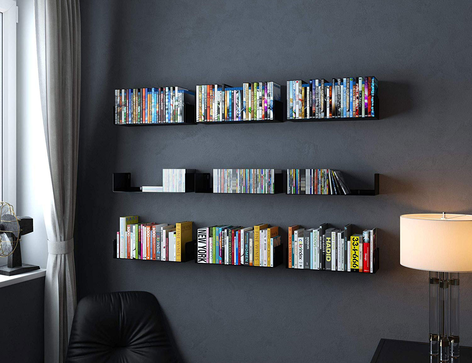 floating shelves for decorating books
