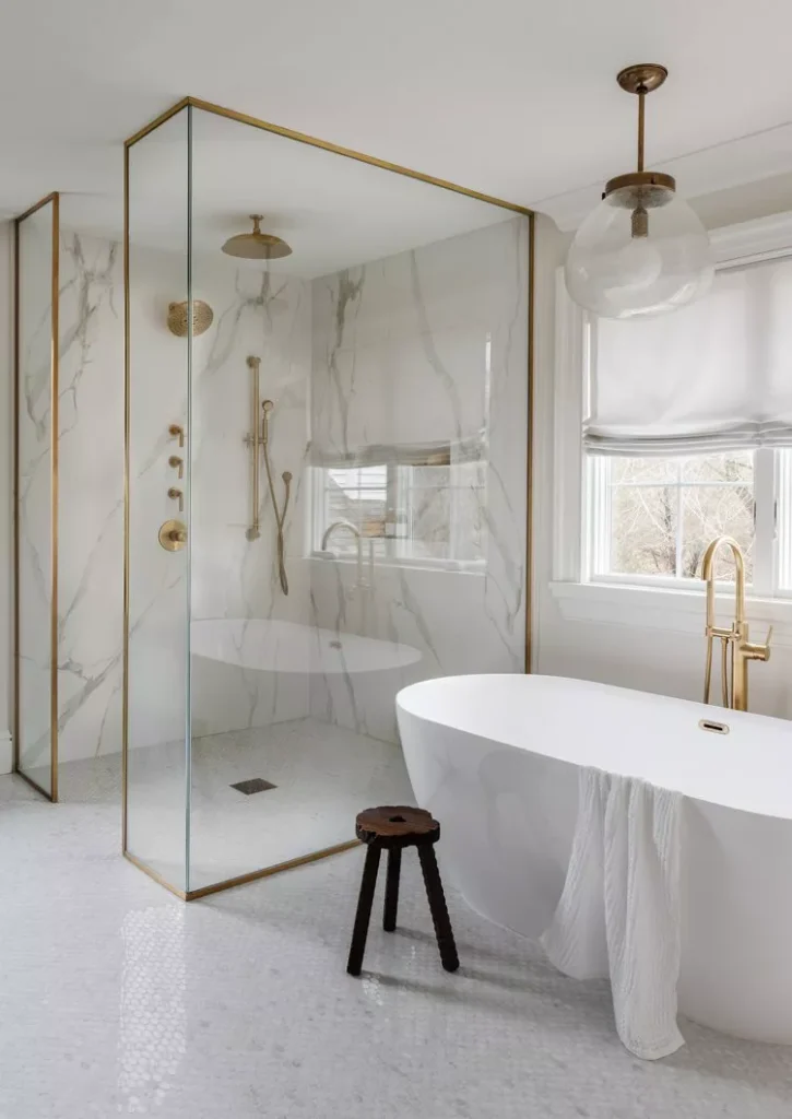 Luxurious Brass-Trim Glass Door